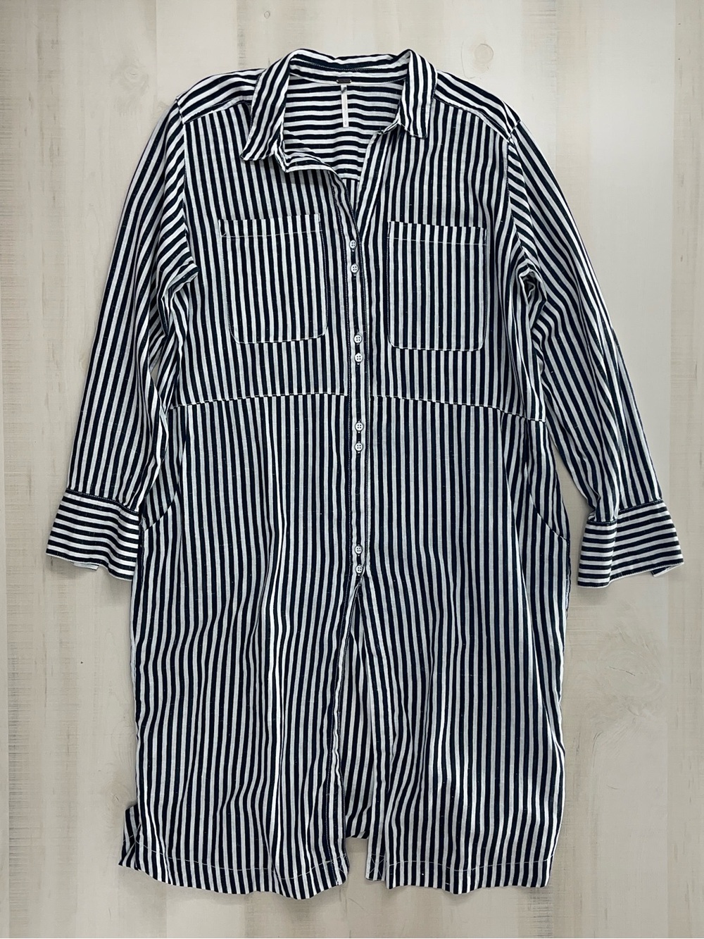 FREE PEOPLE faded in the morning linen striped dress boho casual S